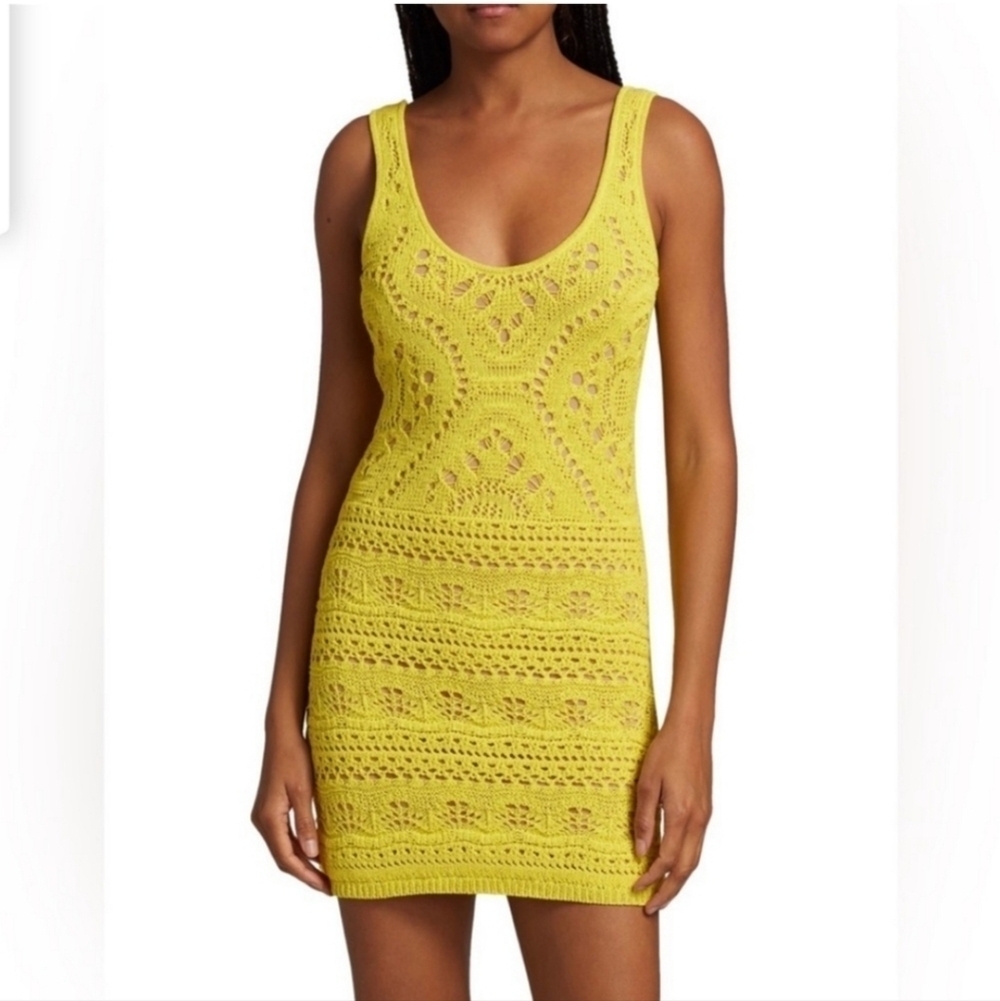 Alexis Butter Yellow Crochet Sleeveless Satya Mini Dress Size S